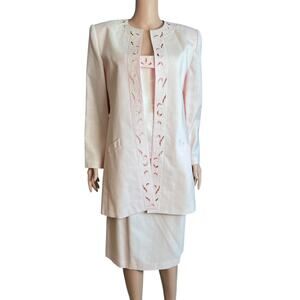 Kasper ASL VTG 3 Pc Skirt Suit & Camisole Pink 12 ASO Rose Golden Girls FLAWS